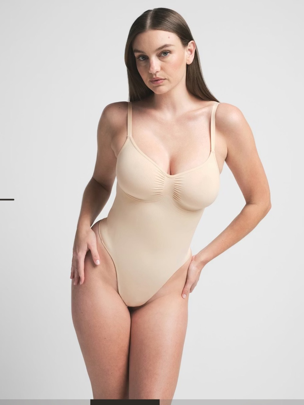 SKIMS Brand New Low Back Thong Bodysuit in Nude Sand Shapewear Snatching Med - Picture 7 of 11